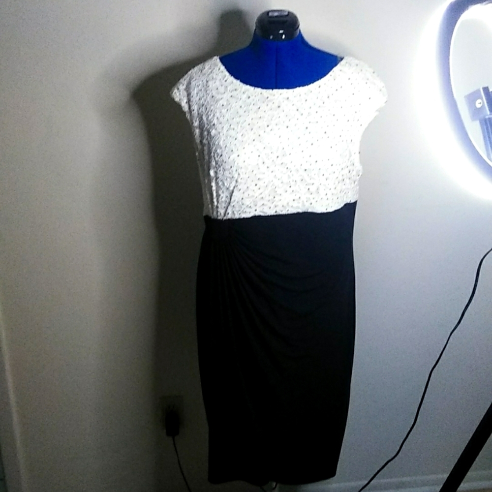 Plus size black and white sequin dress.